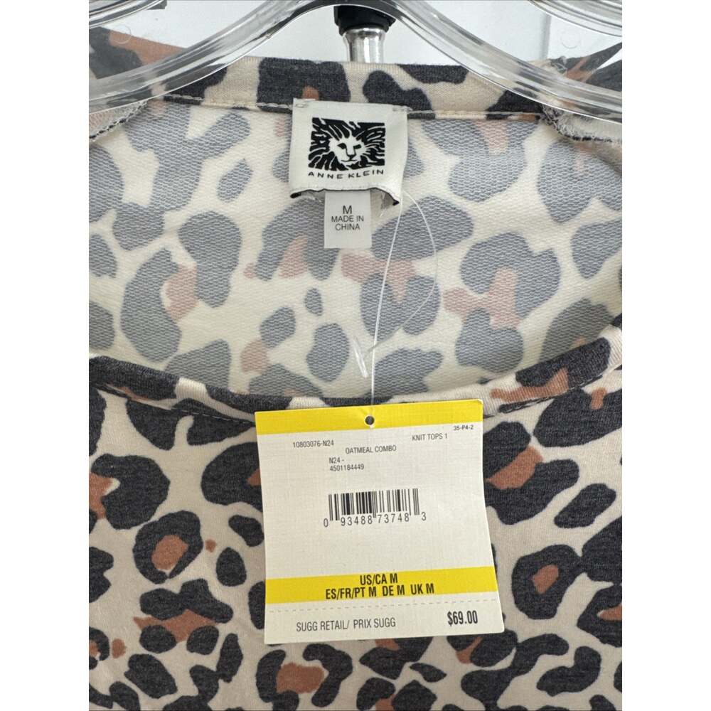 anne klein Long Sleeve Animal Print Sweat Shirt Size Medium Crew Neck - Picture 3 of 10